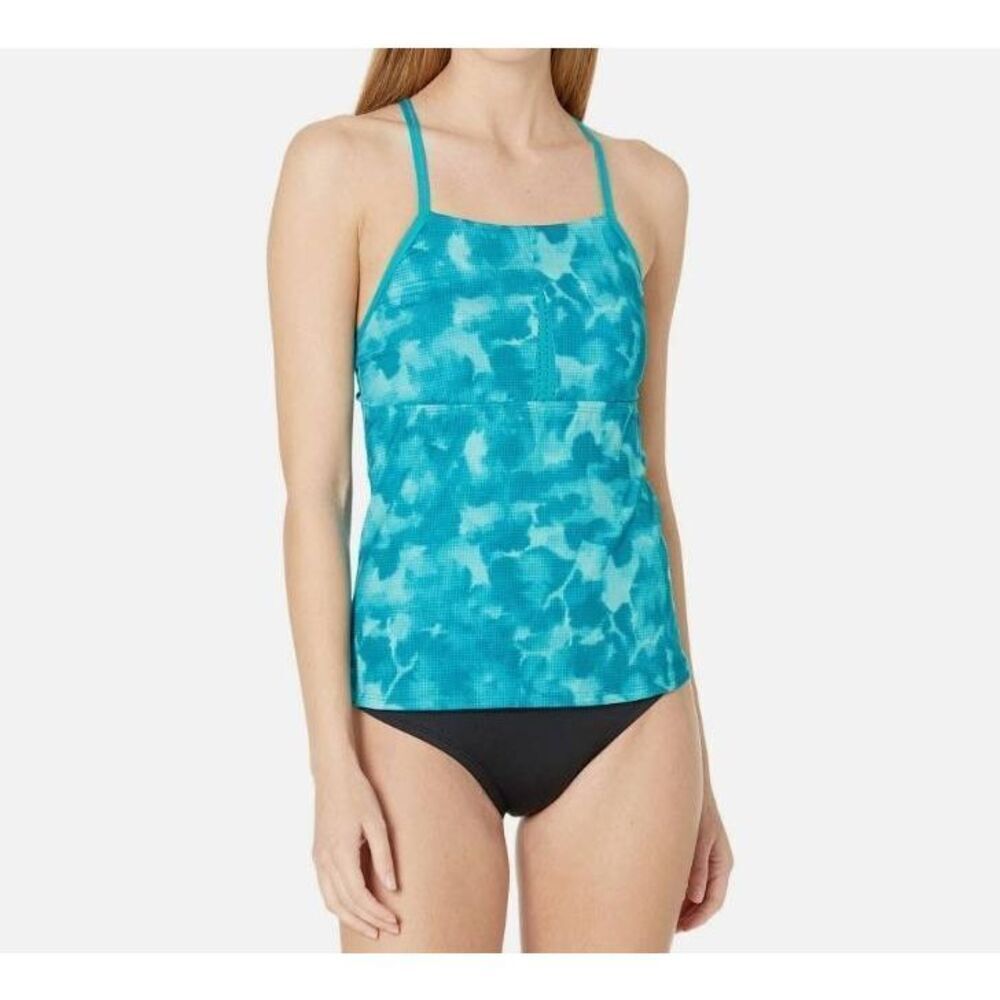Nike Swimwear Chlorine Resistant Cloud Dye Strappy Crossback Tankini Top Aquamar